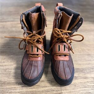 Polo by Ralph Lauren Brown Leather Lace-Up Duck Boots